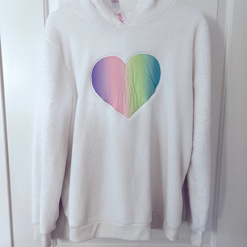 Unicorn hoodie with gold horn and rainbow mane🦄